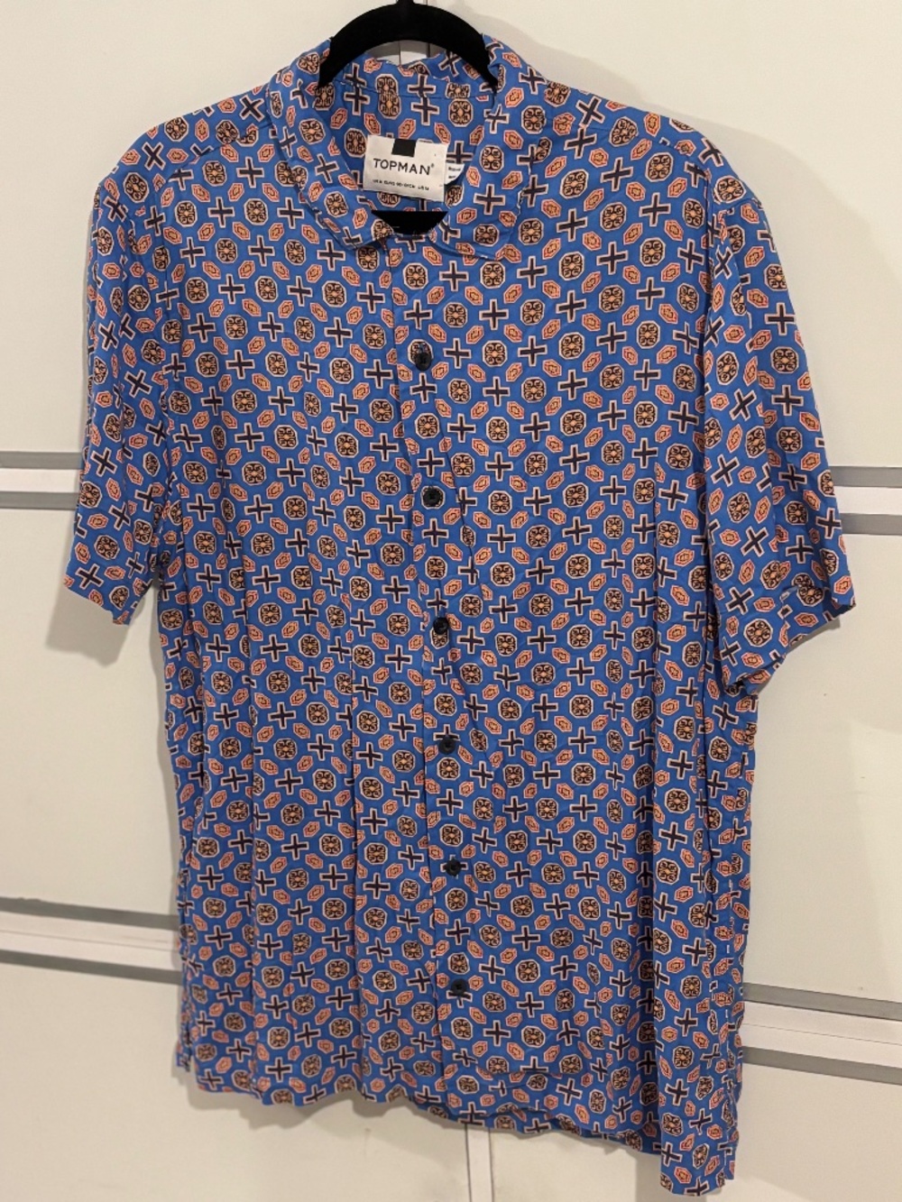 Topmam Mens Button Down Shirt Short Sleeves US Medium